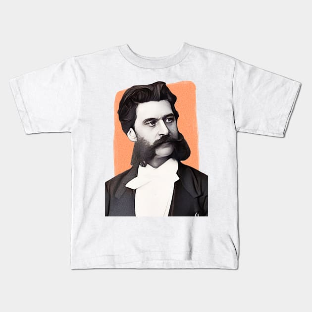 Austrian Composer Johann Strauss II illustration Kids T-Shirt by Litstoy 